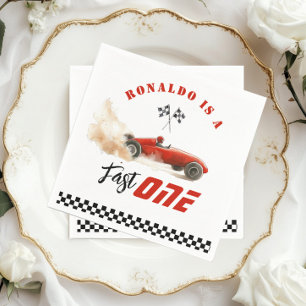 Fast One Red race car 1st Birthday Napkin