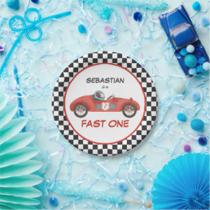 Fast One Red Race Car 1st Birthday Party Decor Paper Plate