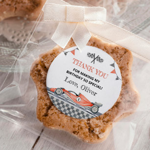 Fast One Red Race Car 1st Birthday Stickers