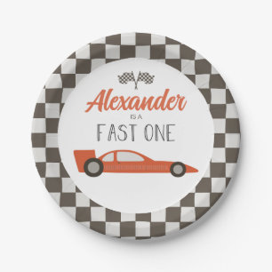 Fast One Red Race Car Birthday Paper Plates