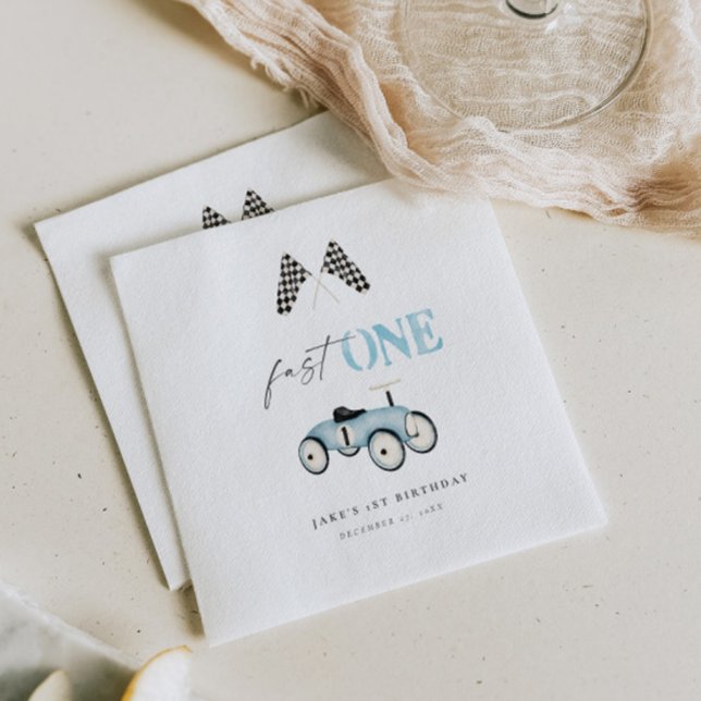 Fast ONE Retro Car Ride-On Blue  Napkin (Creator Uploaded)