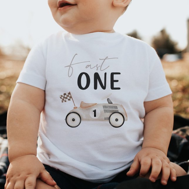 Fast One Retro Race Car Birthday T-shirt (Creator Uploaded)