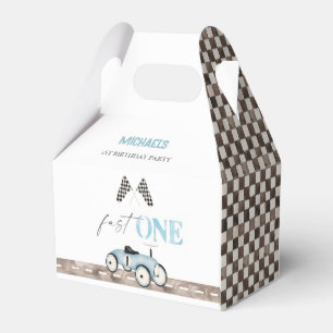 Fast ONE Retro Race Car Ride-On Birthday Favor Box