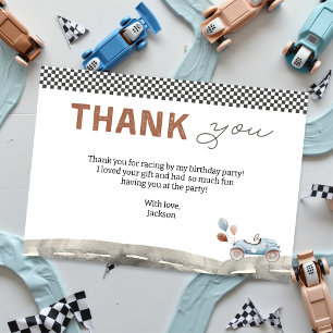 Fast One Two Race Car Birthday Thank You Card
