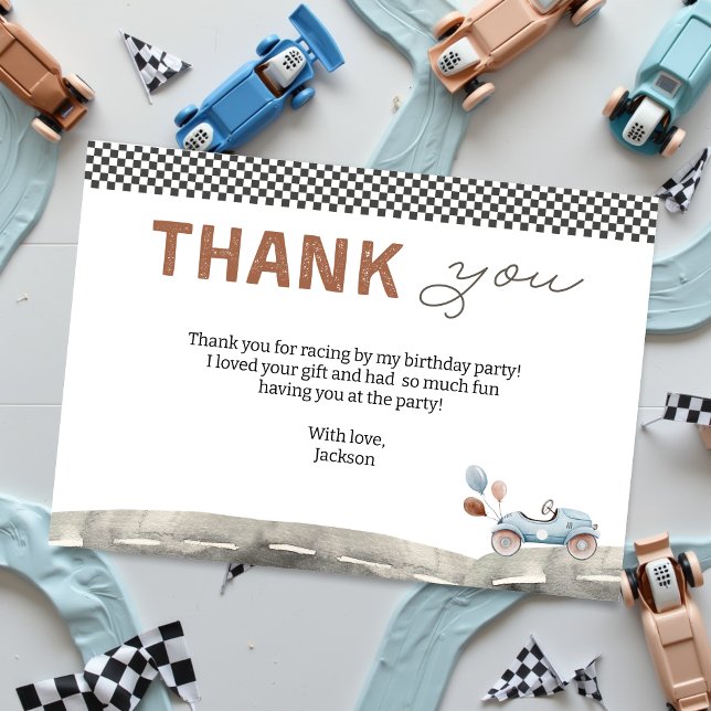 Fast One Two Race Car Birthday Thank You Card (Fast One Race Car Birthday Thank you Card)