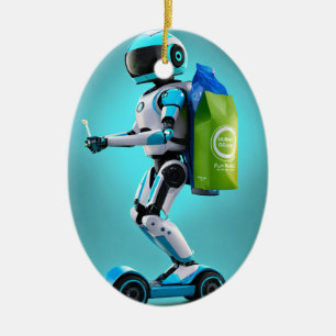 Fast running robot ceramic tree decoration