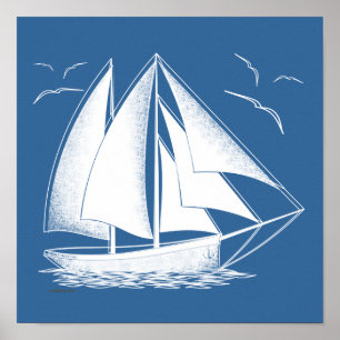 Fast sailing! nautical, vintage. poster