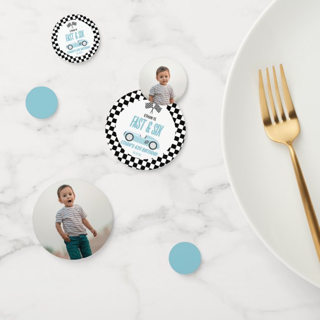 Fast & Six Blue Race Car 6th Birthday Party Confetti (Group)