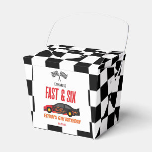 Fast & Six Red Flame Race Car 6th Birthday Party Favour Box
