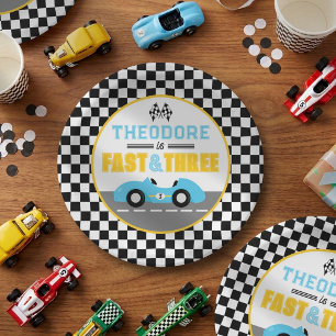 Fast & Three Race Car 3rd Birthday Party Paper Plate