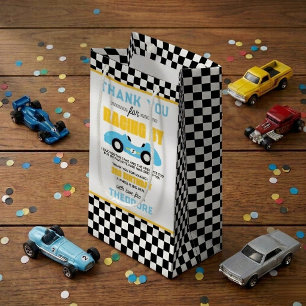 Fast & Three Race Car 3rd Birthday Party Small Gift Bag
