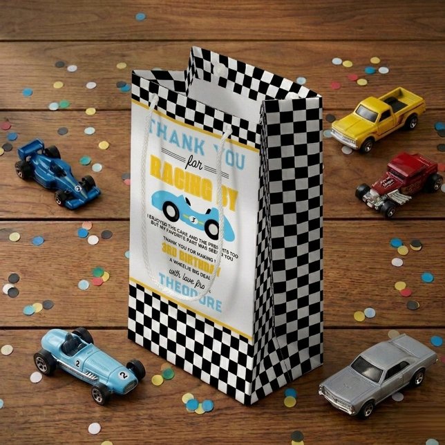 Fast & Three Race Car 3rd Birthday Party Small Gift Bag (Creator Uploaded)
