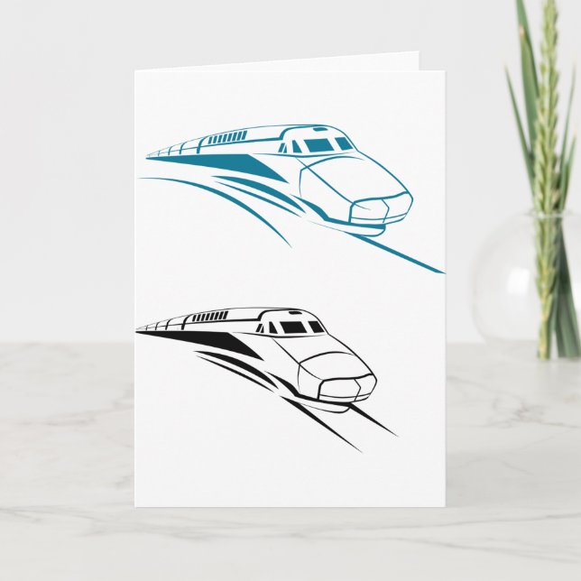 Fast Trains Greeting Cards (Front)