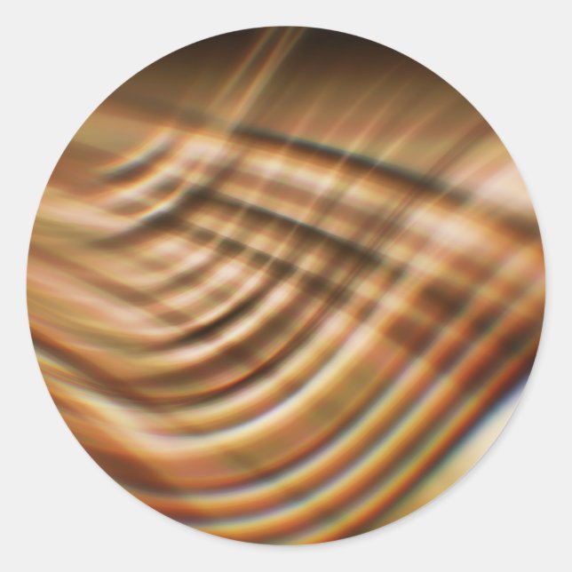 Fast Waves Texture: Golden Brown Motion Trails Classic Round Sticker (Front)
