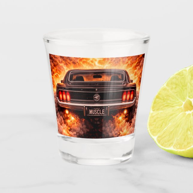 Fastback Muscle Car Fury Shot Glass (Front)