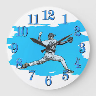 Fastball Baseball Pitcher Large Clock