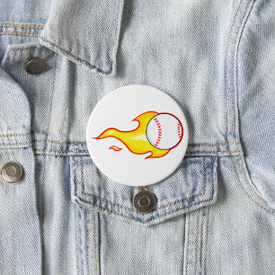 Fastball Flame Baseball Sports 7.5 Cm Round Badge