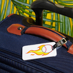 Fastball Flame Baseball Sports Luggage Tag