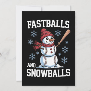 Fastballs And Snowballs Baseball Snowman Christmas Invitation