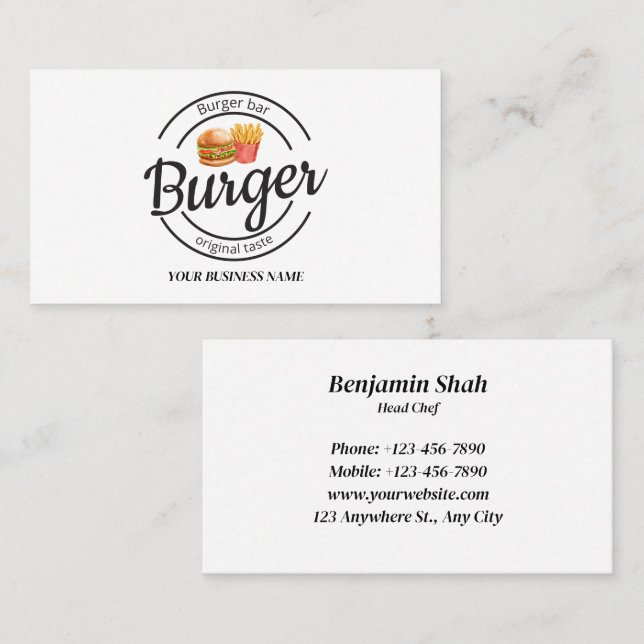 Fastfood Burger logo Business Card (Front/Back)