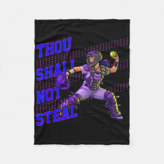 Fastpitch Girls Softll Catcher Thou Shall Not Stea Fleece Blanket