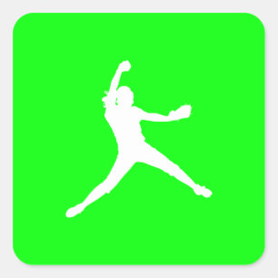 Fastpitch Silhouette Sticker Green