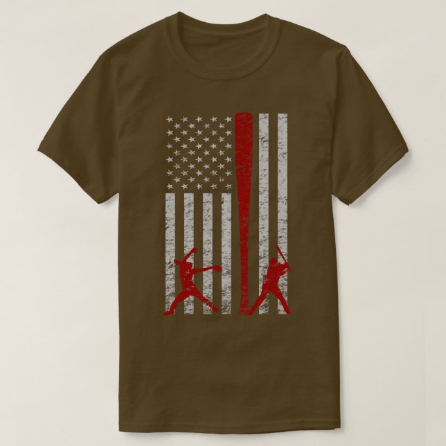 Fastpitch Softball American Flag Grunge Love Softb T-Shirt (Design Front)