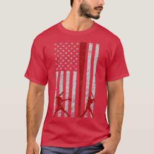 Fastpitch Softball American Flag Grunge Love Softb T-Shirt
