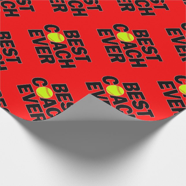 Fastpitch Softball Best Coach Ever Sports Party Wrapping Paper (Corner)