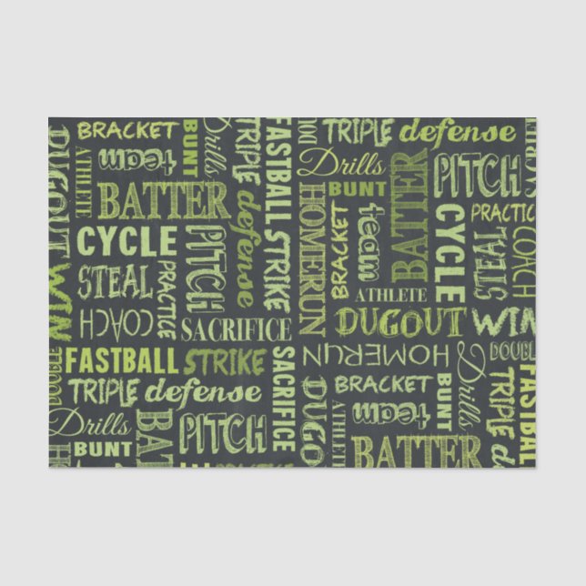 Fastpitch Softball Chalkboard Terms Tissue Paper (Front)