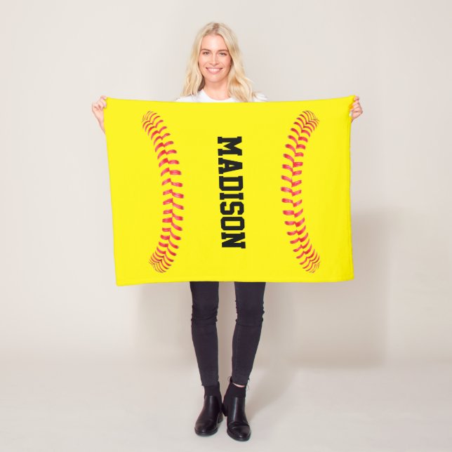 Fastpitch Softball Custom Name or Text Sports Fleece Blanket (In Situ)
