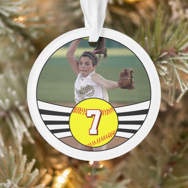 Fastpitch Softball Custom Player Number and Photo Ornament (Tree)