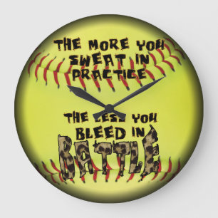Fastpitch Softball Leopard Bleed In Battle Large Clock