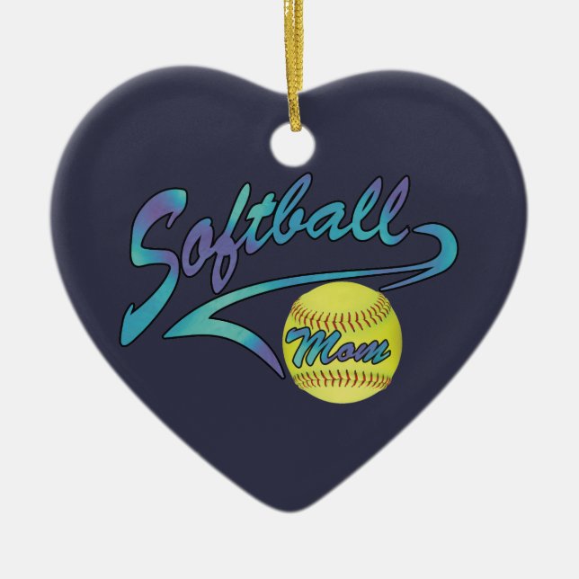 Fastpitch Softball Mom Athletic Tail Ceramic Tree Decoration (Front)