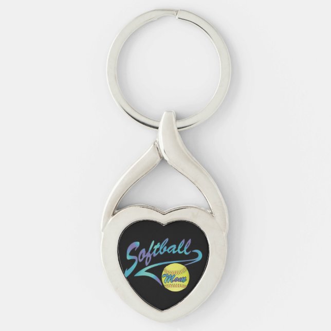 Fastpitch Softball Mum Athletic Tail Key Ring (Front)