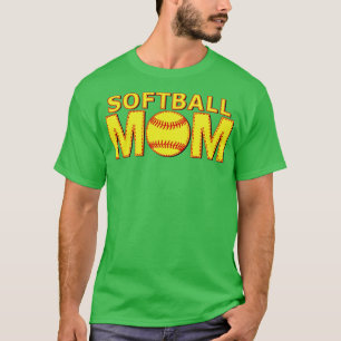 Fastpitch Softball Mum Yellow Ball Laces Stitch T-Shirt