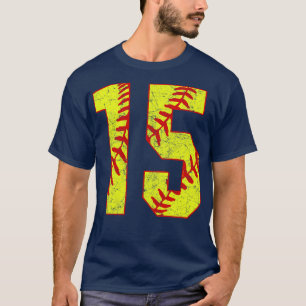 Fastpitch Softball Number 15 15 Softball Jersey U T-Shirt