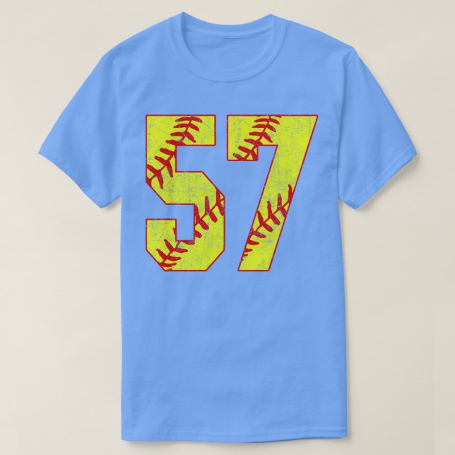 Fastpitch Softball Number 57 57 Softball  Jersey U T-Shirt (Design Front)