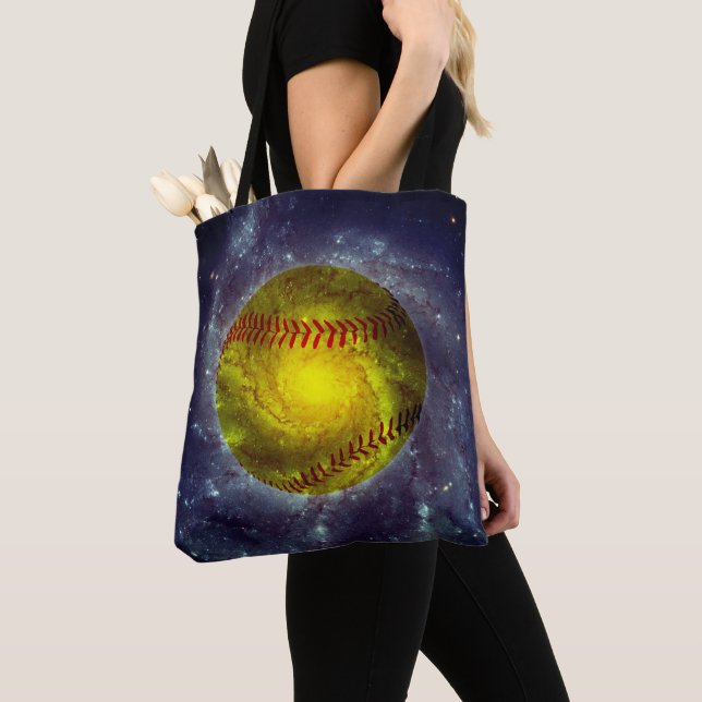 Fastpitch Softball Outerspace Galaxy Unique Sports Tote Bag (Close Up)