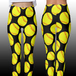 Fastpitch Softball Player Custom Colour Cute Sport Leggings<br><div class="desc">Women's Fastpitch Softball Player Custom Colour Cute Sports Leggings: Cute and simple. Bright yellow softballs on a black background. You can change the background colour from black to any other colour you want by clicking the "Customise" button, and then selecting a colour where it says "Select a background colour" on...</div>