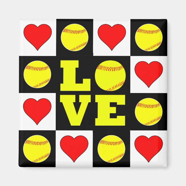 Fastpitch Softball Player LOVE Cute Decorative Magnet (Front)