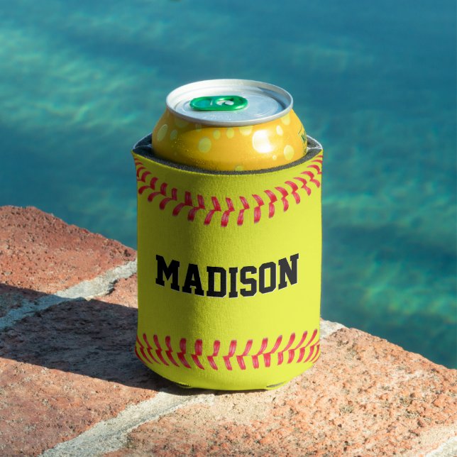 Fastpitch Softball Player / Team Name Personalised Can Cooler (In Situ Pool)