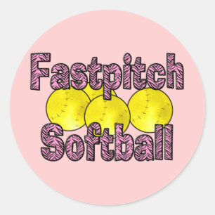 Fastpitch Softball Zebra Style Classic Round Sticker