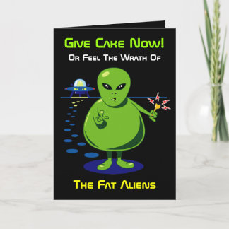 Fat Alien Invasion Birthday Card