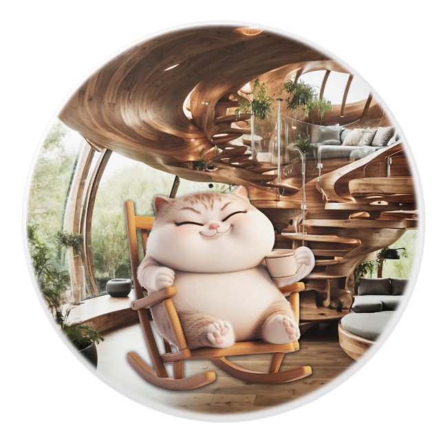 Fat And Sassy Coffee Time Ceramic Knob (Front)