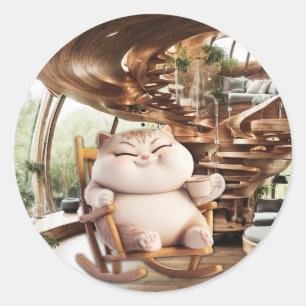Fat And Sassy Coffee Time Classic Round Sticker