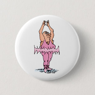 Fat Ballet Dancer in PInk Tutu 6 Cm Round Badge