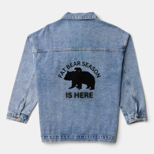 Fat Bear Season Is Here - Black Denim Jacket