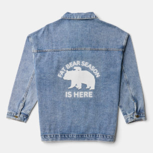 Fat Bear Season Is Here - White Denim Jacket