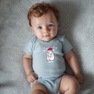 Fat Bear, Snowflakes,Christmas Lights,Personalised Baby Bodysuit